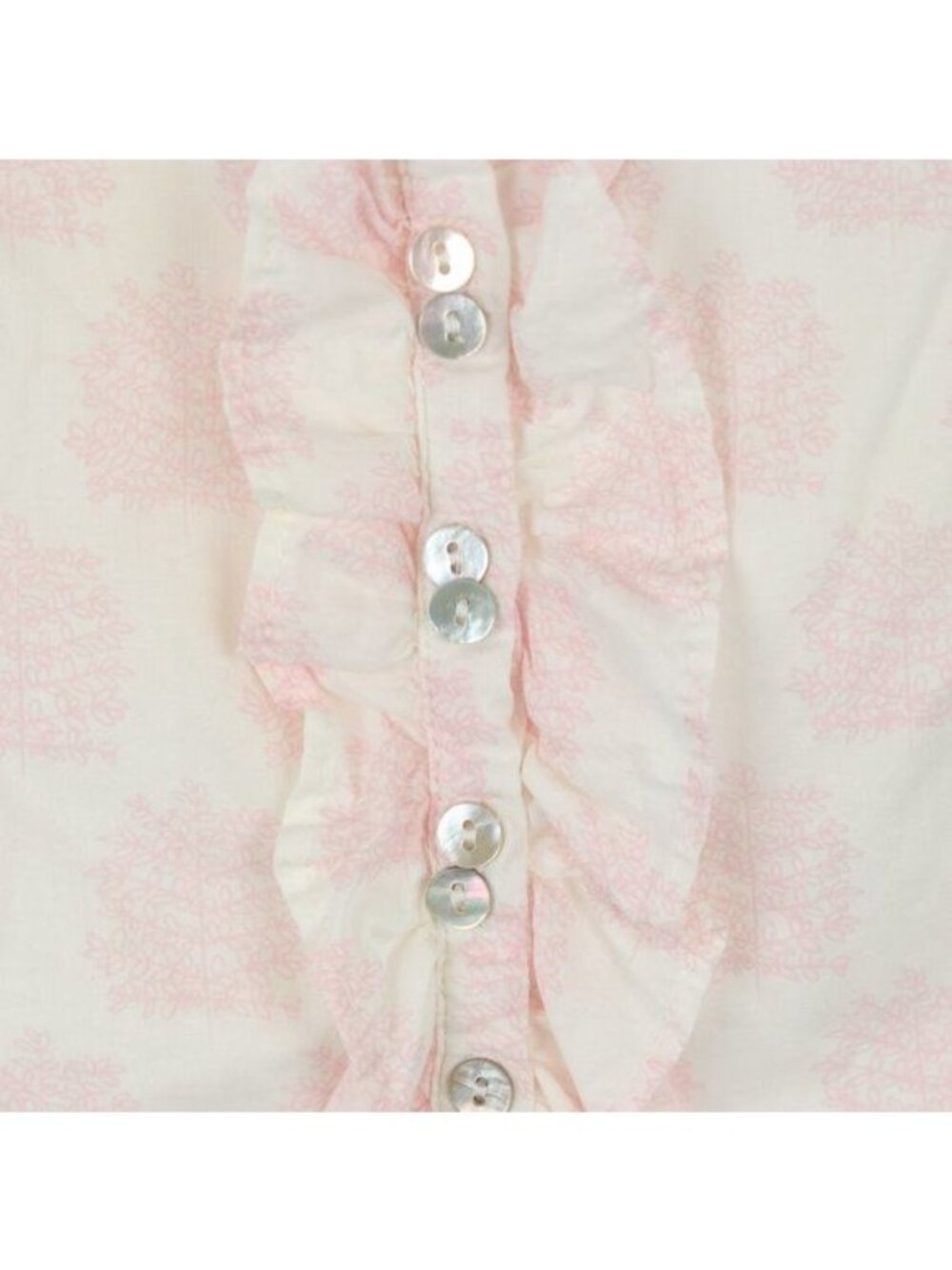 Egg Baby Infant 3-6 Months White Pink Tree Print Button Up Ruffle Sleeve Blouse - Picture 5 of 9